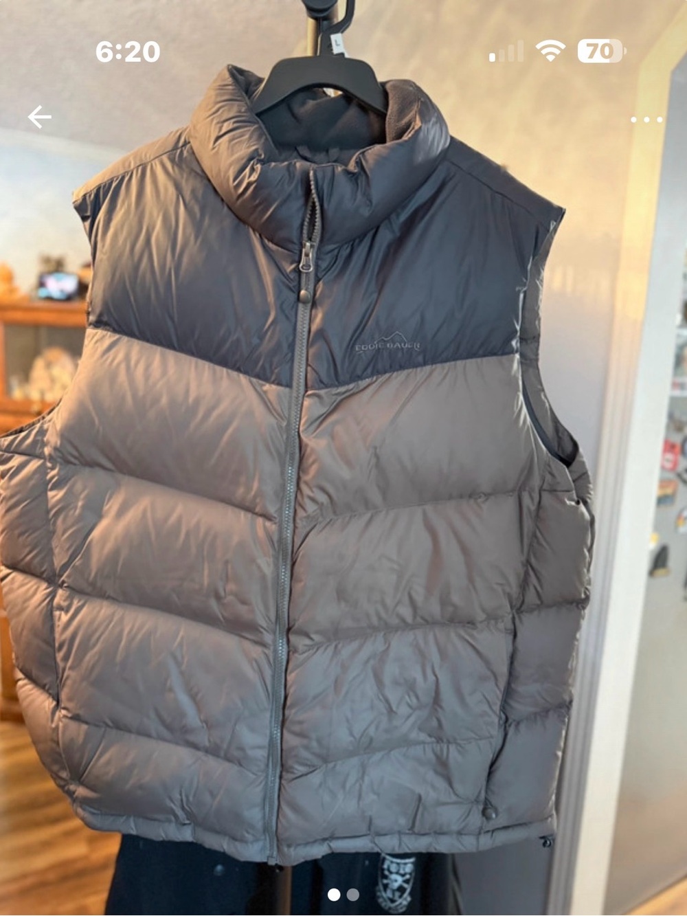 Eddie Bauer Two-Tone Gray/Brown Puffer Vest